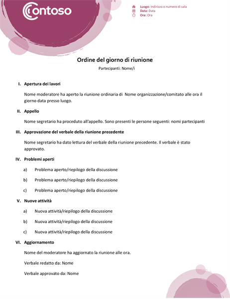 Ordine del giorno Tonalità di rosa Ordine del giorno Tonalità di rosa
