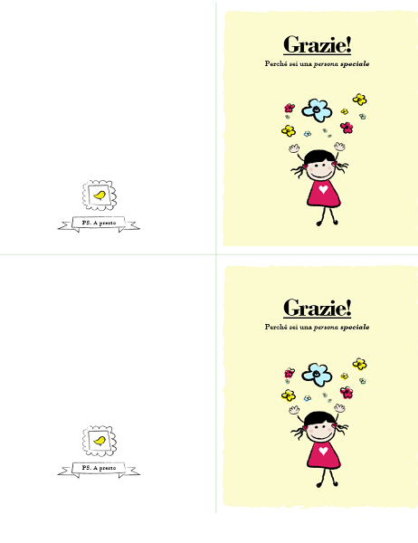 Biglietto di ringraziamento con bambina Biglietto di ringraziamento con bambina