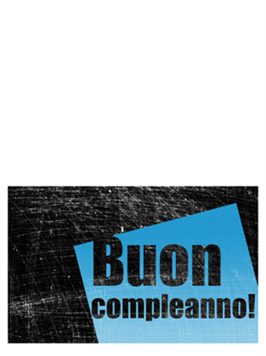 Biglietto di compleanno, sfondo graffiato (nero, blu, piegato a metà)