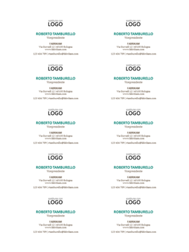 Biglietti da visita, layout orizzontale con logo (10 per pagina) Biglietti da visita, layout orizzontale con logo (10 per pagina)