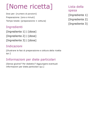 ricette di cottura dieta per perdere peso