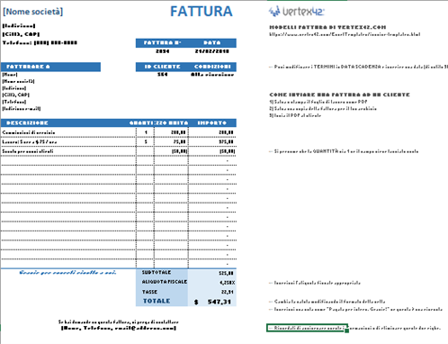 Modello Fattura Excel Gratis Home Accessories