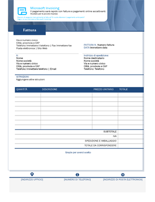 Fattura di vendita standard con Microsoft Invoicing Fattura di vendita standard con Microsoft Invoicing