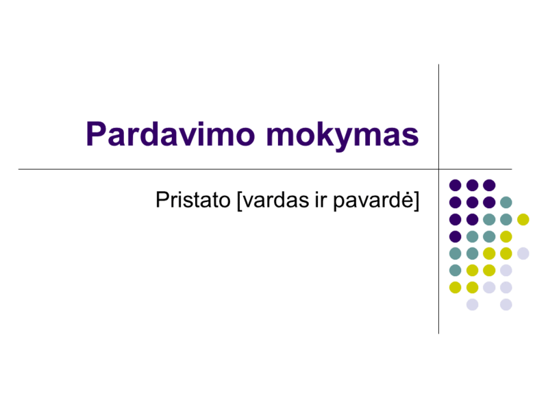 Pardavimo mokymo skaidrės Pardavimo mokymo skaidrės