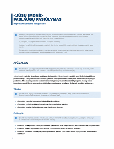 Paslaugų pasiūlymas Paslaugų pasiūlymas