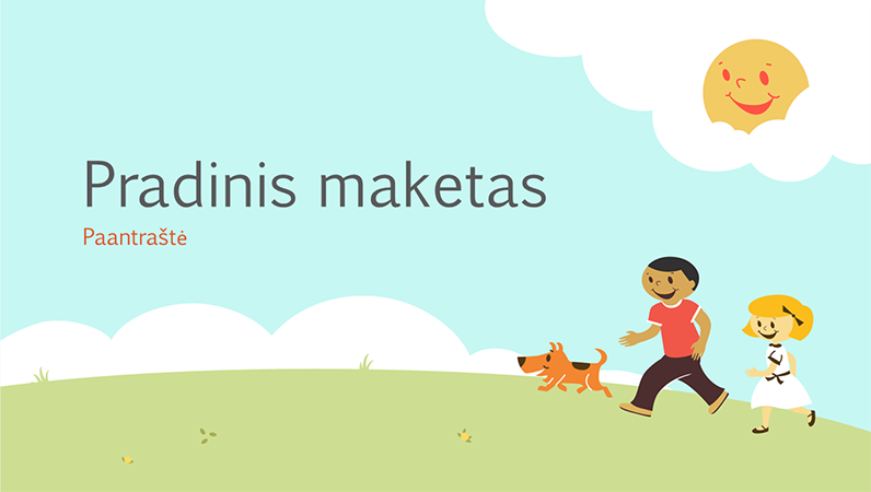 Mokomosios pateikties su žaidžiančiais vaikais dizainas (žaisminga iliustracija, plačiaekranė) Mokomosios pateikties su žaidžiančiais vaikais dizainas (žaisminga iliustracija, plačiaekranė)