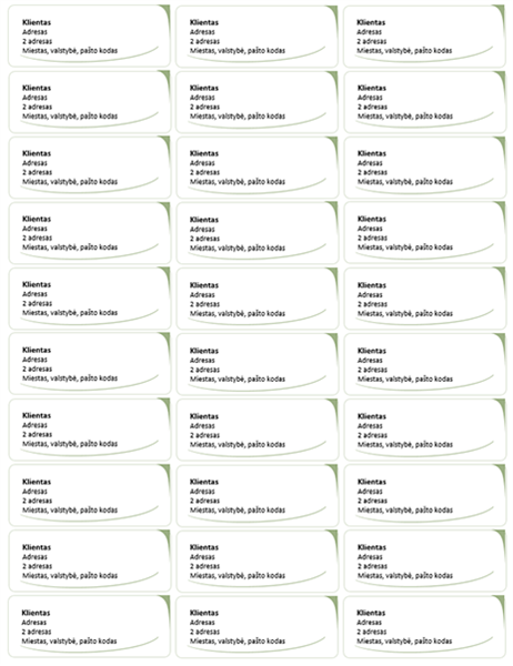 Pašto etiketės („Green Wave“ dizainas, 30 viename puslapyje) Pašto etiketės („Green Wave“ dizainas, 30 viename puslapyje)
