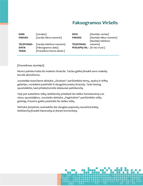 Minimalistinio technologijų dizaino faksogramos viršelis Minimalistinio technologijų dizaino faksogramos viršelis