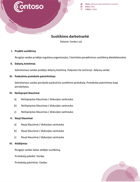Dienotvarkė „Rožinis komplektas“ Dienotvarkė „Rožinis komplektas“