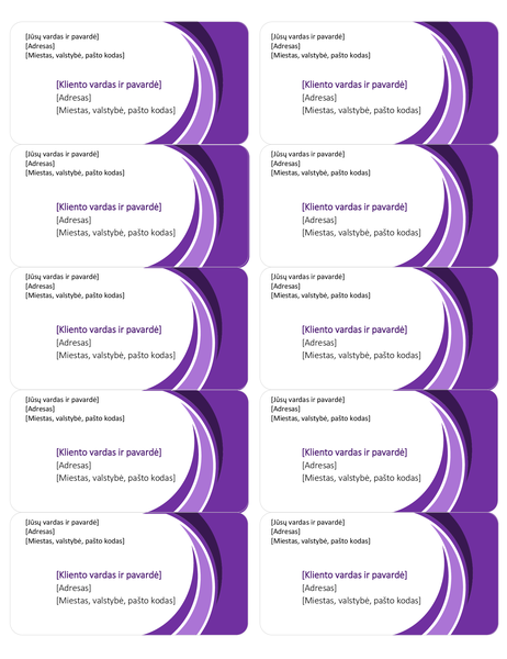 Violetinės siuntimo etiketės (10 puslapyje) Violetinės siuntimo etiketės (10 puslapyje)