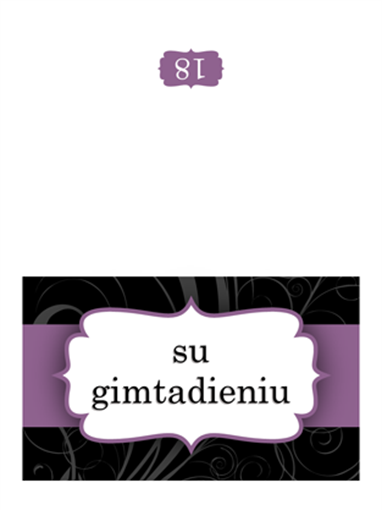 Gimtadienio atvirukas (violetinės juostelės dizainas, lenkiamas per pusę) Gimtadienio atvirukas (violetinės juostelės dizainas, lenkiamas per pusę)