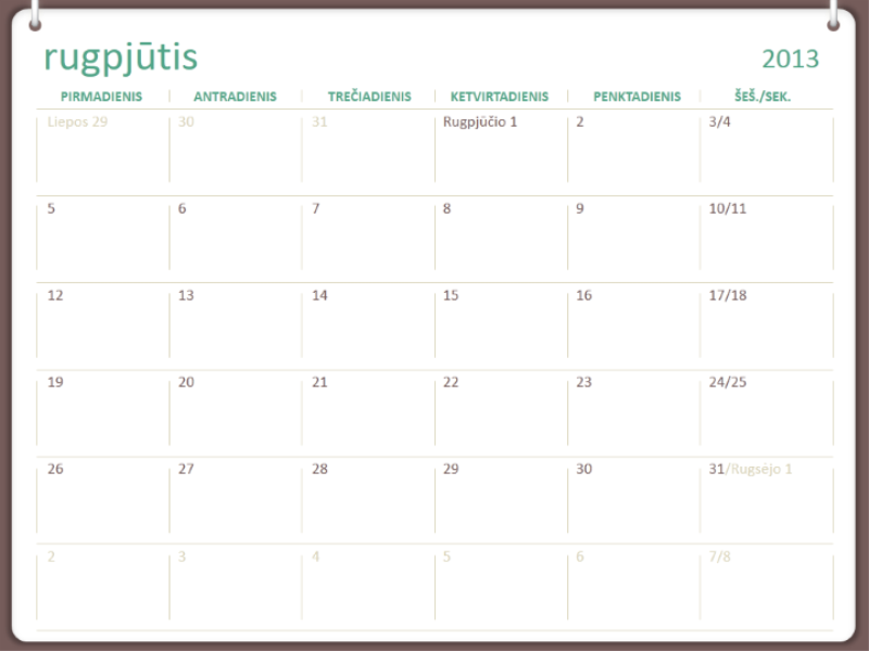 2013–2014 m. mokslo kalendorius (rugpjūtis) 2013–2014 m. mokslo kalendorius (rugpjūtis)
