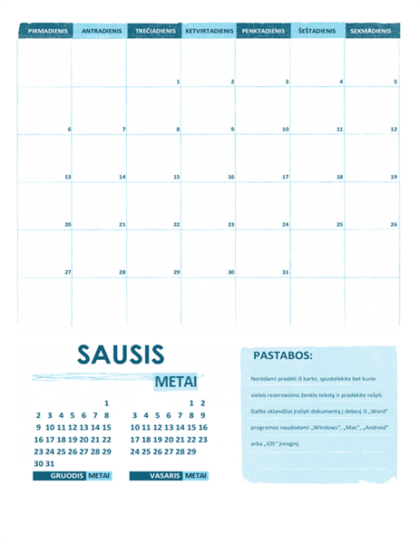 Akademinis kalendorius P–S (bet kurių metų) Akademinis kalendorius P–S (bet kurių metų)