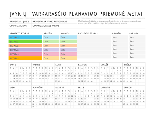 Renginio planavimo šablonas