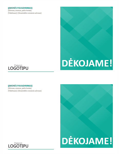Padėkos kortelė Padėkos kortelė