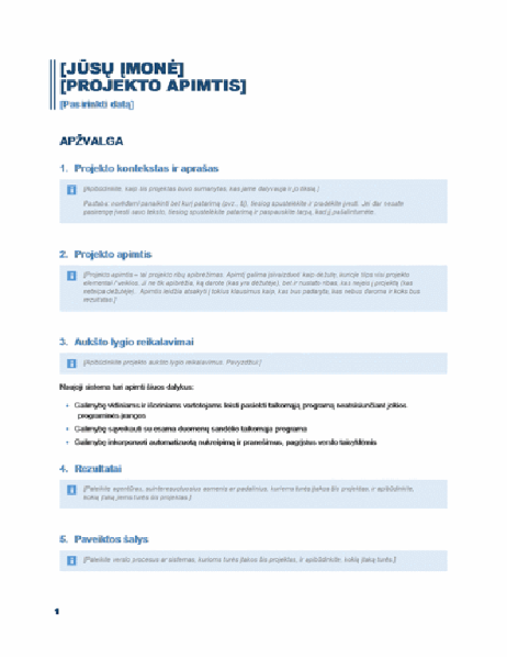 Projekto apimtis Projekto apimtis
