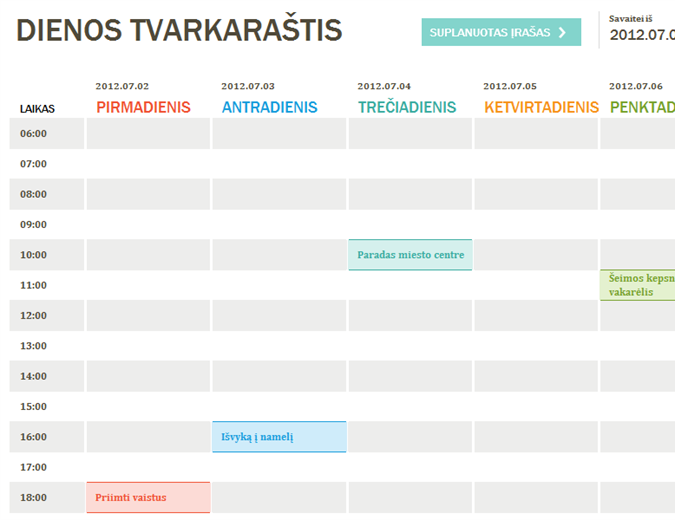 Dienos tvarkaraštis Dienos tvarkaraštis