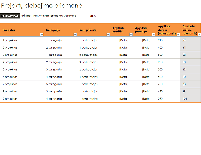 Projektų stebėjimo priemonė Projektų stebėjimo priemonė