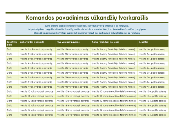 Jaunimo sporto renginių užkandžių registracijos lapas Jaunimo sporto renginių užkandžių registracijos lapas