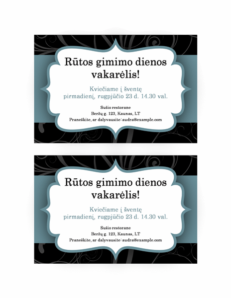 Kvietimas į vakarėlį (mėlynos juostelės dizainas) Kvietimas į vakarėlį (mėlynos juostelės dizainas)