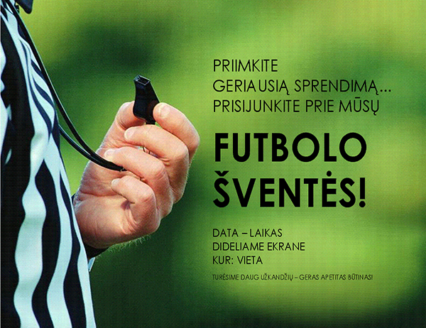 Futbolo šventės skrajutė Futbolo šventės skrajutė