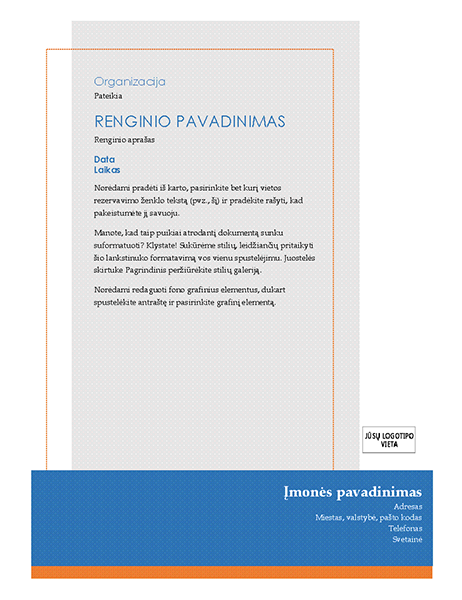 Bendro pobūdžio renginio skrajutė Bendro pobūdžio renginio skrajutė