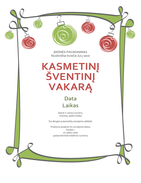 Kvietimas į šventinį pobūvį su ornamentais ir raitytu rėmeliu (neformalaus dizaino) Kvietimas į šventinį pobūvį su ornamentais ir raitytu rėmeliu (neformalaus dizaino)