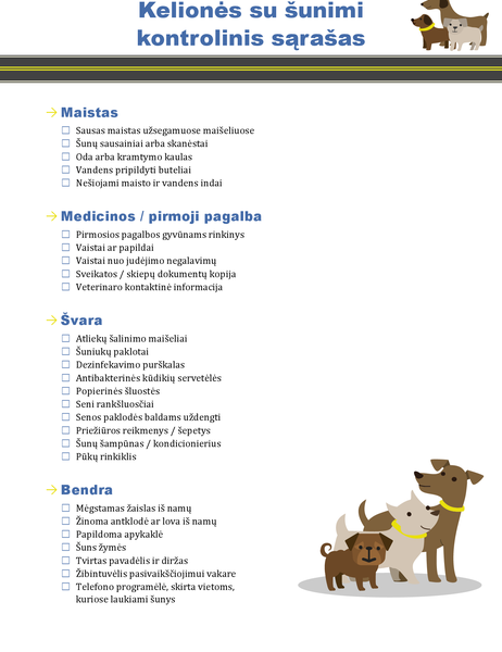 Kelionės su šunimi kontrolinis sąrašas Kelionės su šunimi kontrolinis sąrašas