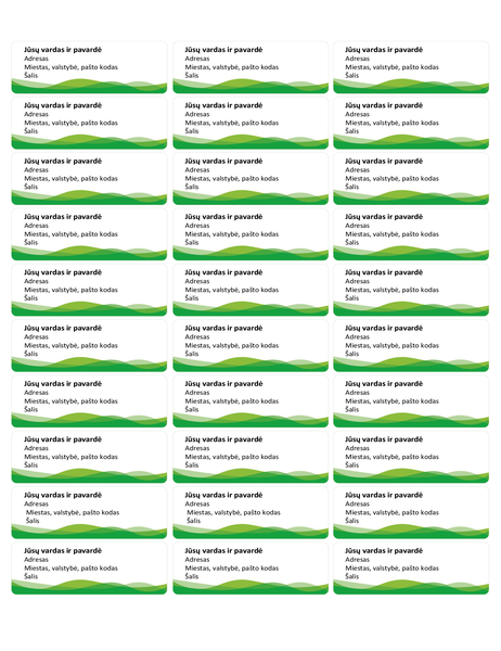 Pašto etiketės („Green Wave“ dizainas, 30 viename puslapyje) Pašto etiketės („Green Wave“ dizainas, 30 viename puslapyje)