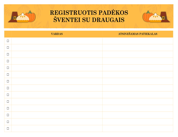 Registruotis Padėkos šventei su draugais Registruotis Padėkos šventei su draugais