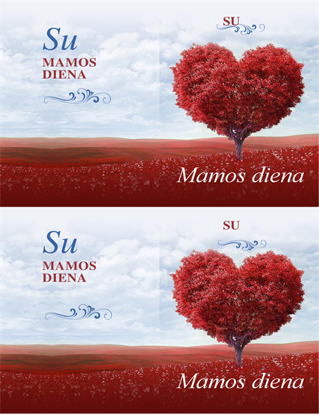Motinos dienai skirtas atvirukas Širdžių medis Motinos dienai skirtas atvirukas Širdžių medis