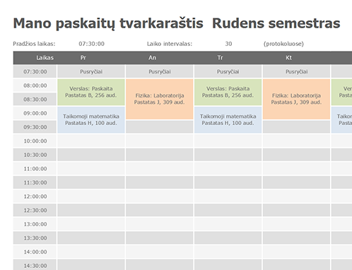 Paskaitų tvarkaraštis Paskaitų tvarkaraštis
