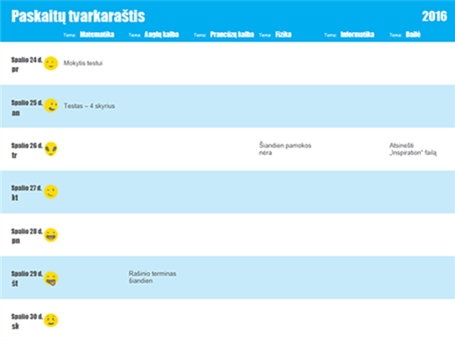 Pamokų tvarkaraštis (pagal dalykus) Pamokų tvarkaraštis (pagal dalykus)