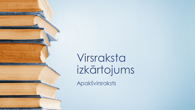 Prezentācija zilos toņos ar grāmatu kaudzīti (platekrāna) Prezentācija zilos toņos ar grāmatu kaudzīti (platekrāna)