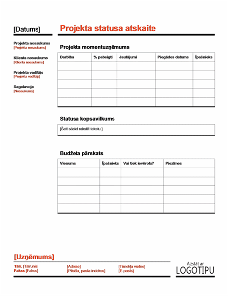 Projekta statuss (sarkans) Projekta statuss (sarkans)