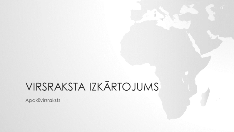 Pasaules karšu sērija: prezentācija ar Āfrikas kontinentu (platekrāns) Pasaules karšu sērija: prezentācija ar Āfrikas kontinentu (platekrāns)