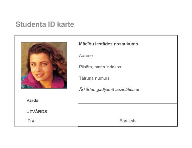 Skolēna identifikācijas karte Skolēna identifikācijas karte