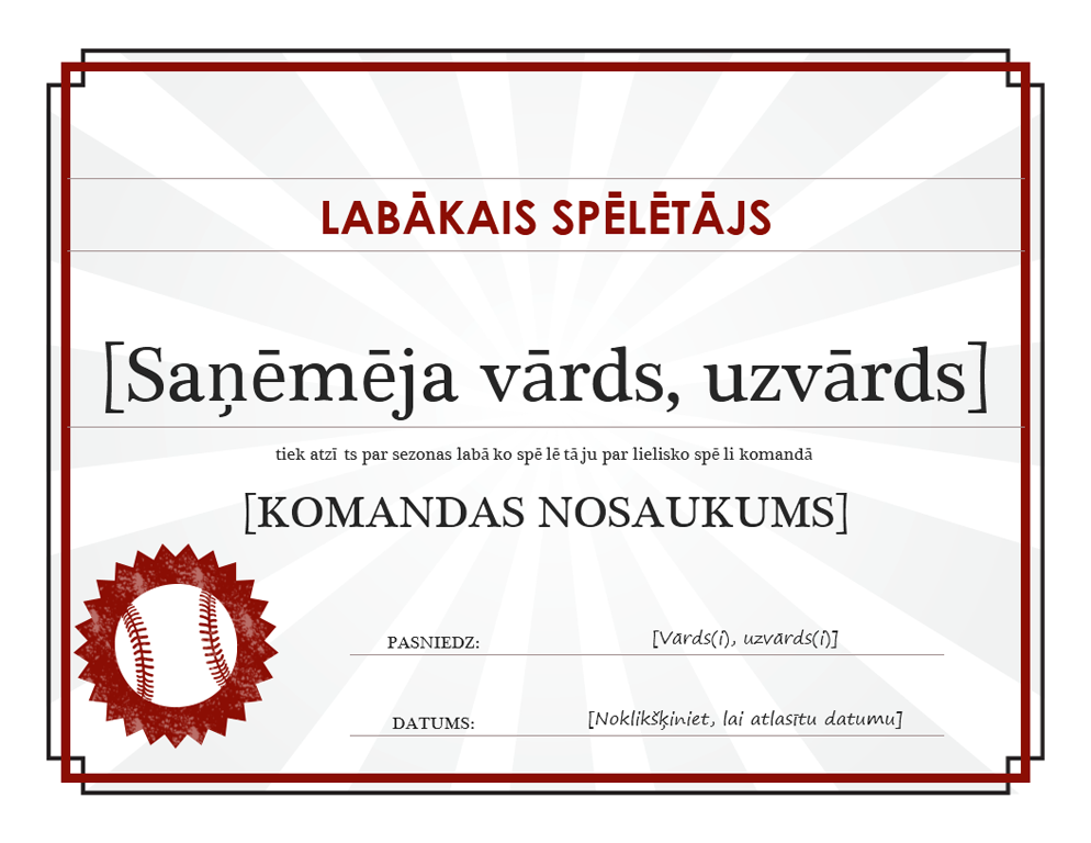Apliecība vērtīgākajam spēlētājam Apliecība vērtīgākajam spēlētājam
