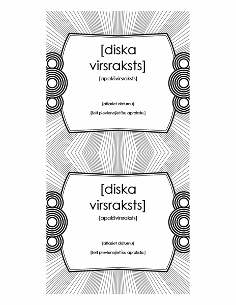 Kompaktdiska vāciņa etiķete (var izmantot kopā ar Avery 5693) Kompaktdiska vāciņa etiķete (var izmantot kopā ar Avery 5693)
