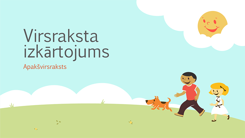 Izglītības iestādēm paredzēta prezentācija, noformējums: bērnu rotaļa (platekrāna ilustrācija) Izglītības iestādēm paredzēta prezentācija, noformējums: bērnu rotaļa (platekrāna ilustrācija)