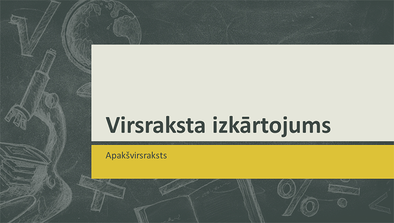 Mācību priekšmetu prezentācija, ar krītu zīmētu ilustrācijas (platekrāna)