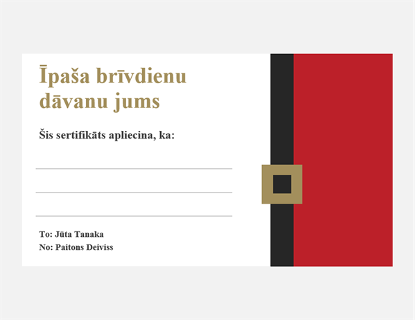 Svētku dāvanu sertifikāti (Ziemassvētku noskaņas noformējums, 3 katrā lappusē) Svētku dāvanu sertifikāti (Ziemassvētku noskaņas noformējums, 3 katrā lappusē)