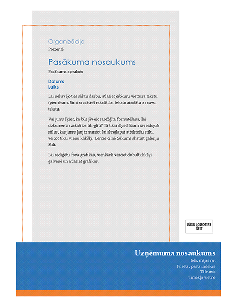 Vispārīga pasākuma skrejlapa