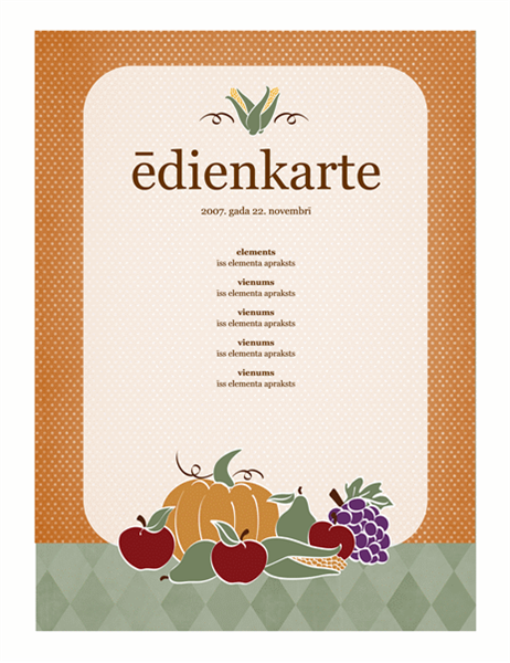Ēdienkarte (ražas noformējums)