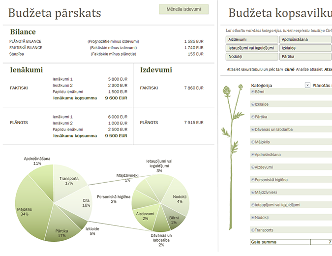 Ģimenes budžets (mēneša) Ģimenes budžets (mēneša)