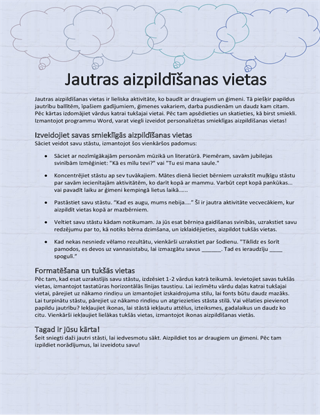 Jautrs stāsts ar aizvietojamiem vārdiem Jautrs stāsts ar aizvietojamiem vārdiem