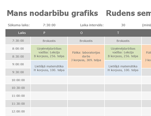 Nodarbību grafiks