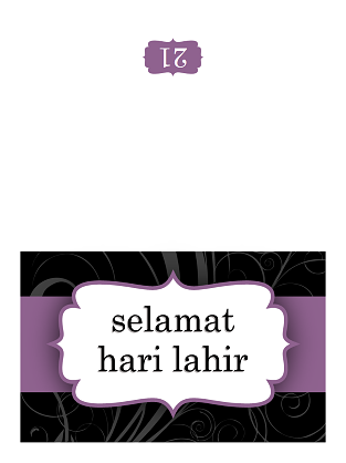 Kad Hari Lahir (reka bentuk Reben Ungu, lipatan setengah) Kad Hari Lahir (reka bentuk Reben Ungu, lipatan setengah)