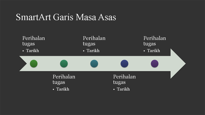 SmartArt Garis Masa Asas (putih atas kelabu gelap), skrin 