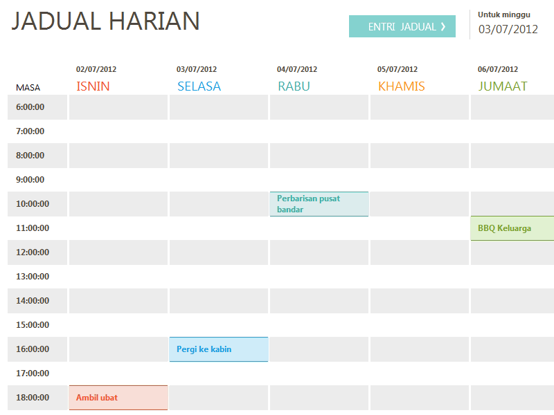 Jadual harian - Office Templates